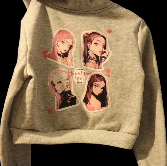 Shein "Beautiful Girls" Hooded Fleece Lined Sweat Jacket - Sz. M - Picture 2 of 2